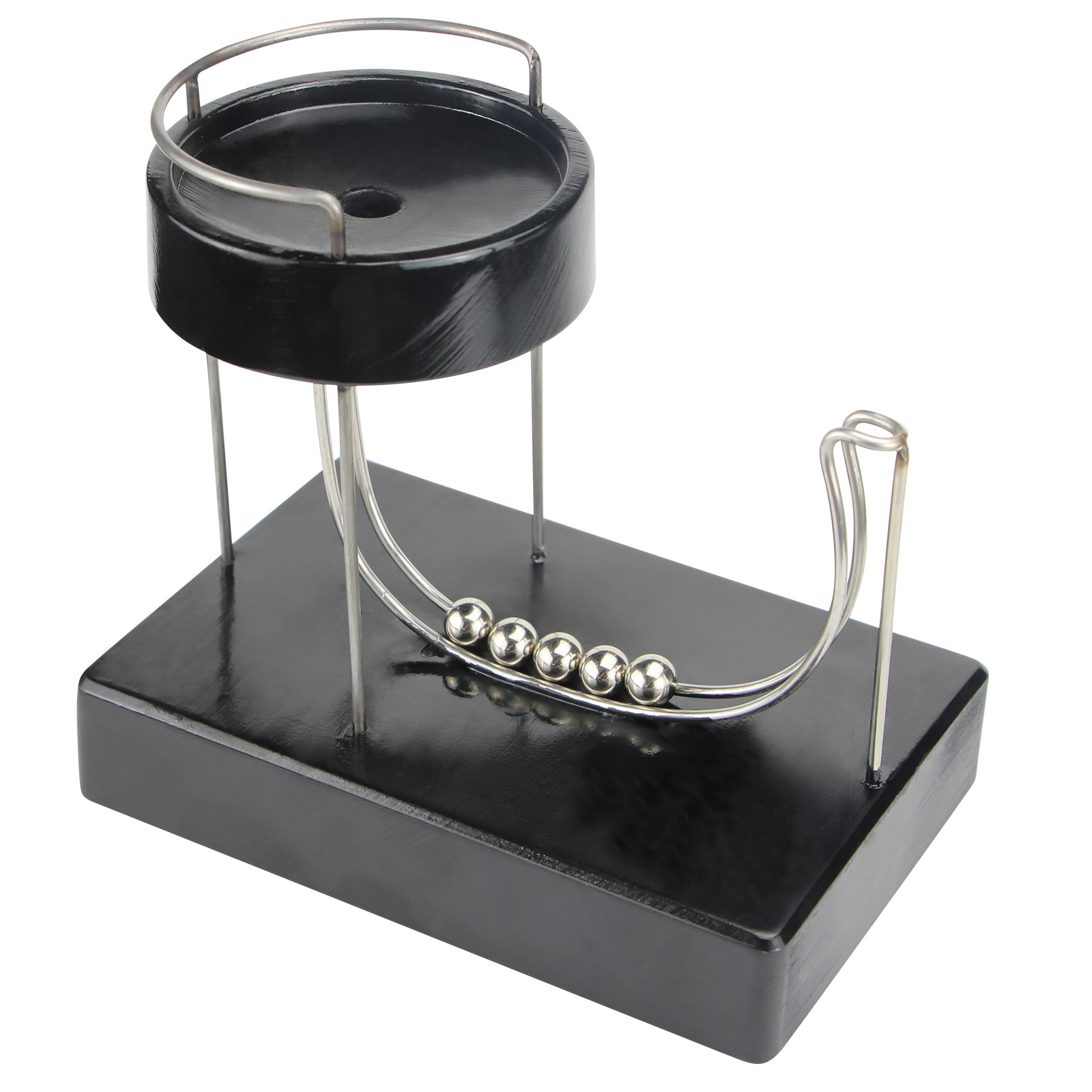 Newton Cradle Large - Black Charged Perpetual Plastic Machine Kinetic