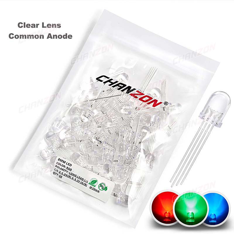 50pcs 8mm RGB LED Emitting Dio - Science And Hobby 评论和价格