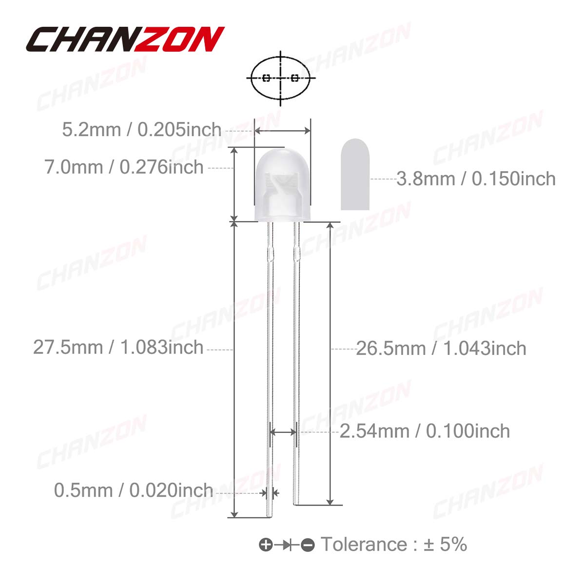 100Pcs 5mm Oval LED Diode 546  - Science And Hobby 评论和价格